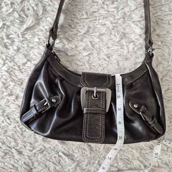 Shein Y2K Dark Brown Buckle Shoulder Bag – Goth Grunge Utility Aesthetic - Picture 15 of 16
